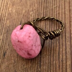 Pink Turquoise Wire Wrap Ladies Ring,  Handmade Ladies Ring,  Ring Size 8